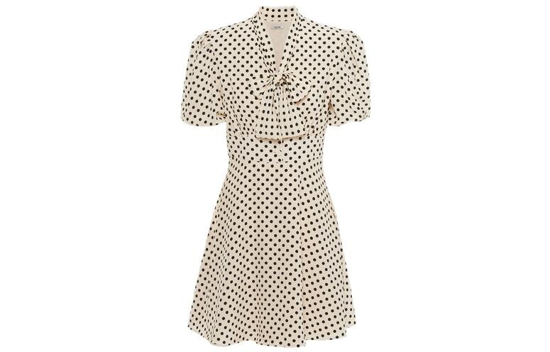 

Платье с короткими рукавами женское желтое Miu Miu