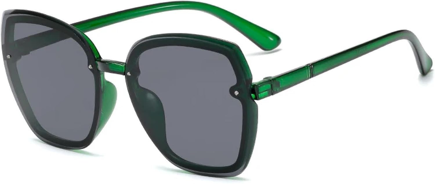 

Модные винтажные солнцезащитные очки в крупной оправе для женщин и мужчин, для активного отдыха на природе, летних путешествий, с защитой от УФ-излучения UV400 TKKTLLT, Green Gray