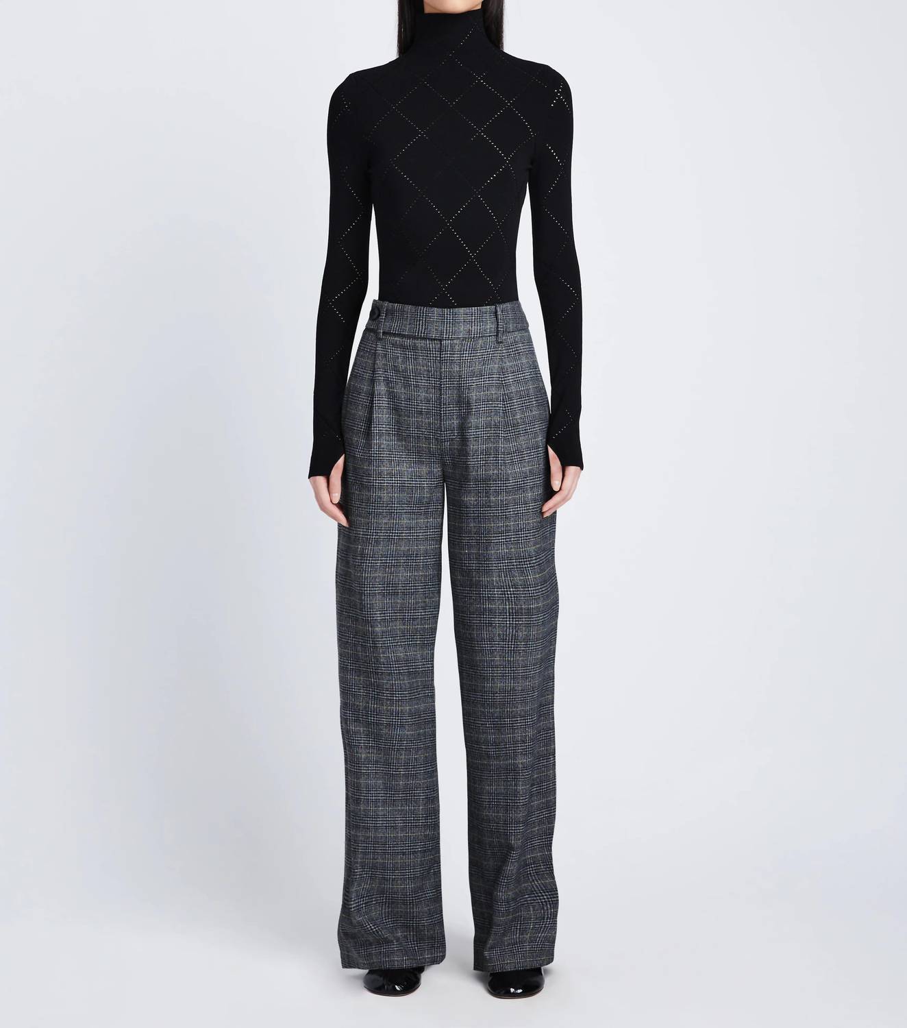 

Широкие брюки в клетку, средне-серого цвета Proenza Schouler