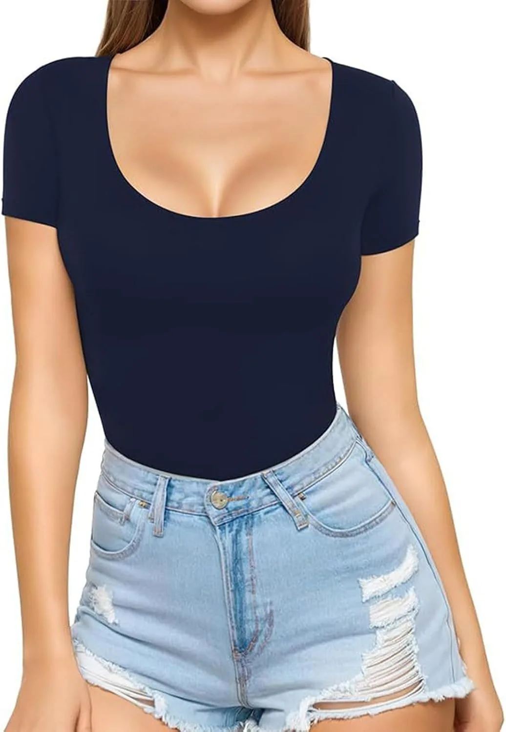 

Женский короткий топ с коротким рукавом для тренировок, мягкий с круглым вырезом