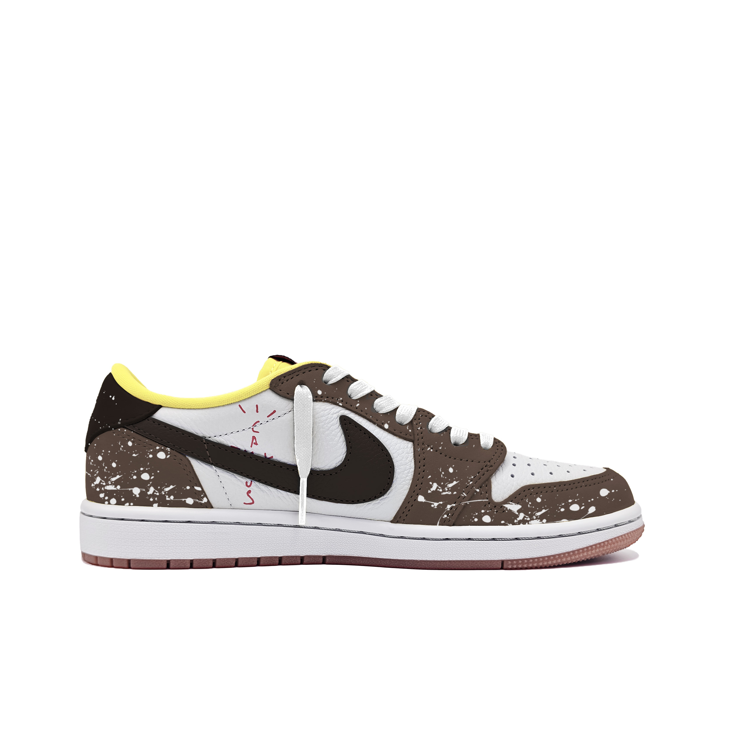 Travis Scott x Air 1 Chocolate Cushioning, износостойкие низкие винтажные баскетбольные кроссовки Unisex Brown Jordan, Olive коричневый — фото 4