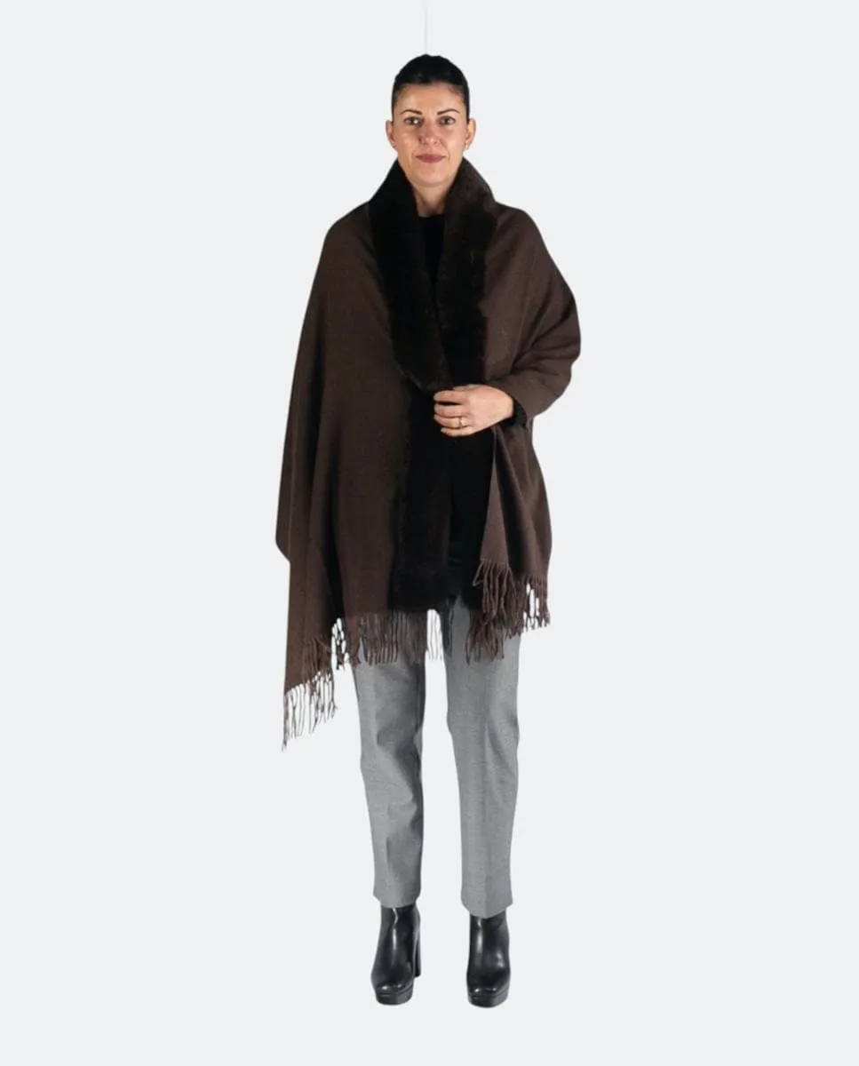

Прямоугольная накидка из мягкой ткани с деталями из меха Kbas, коричневый