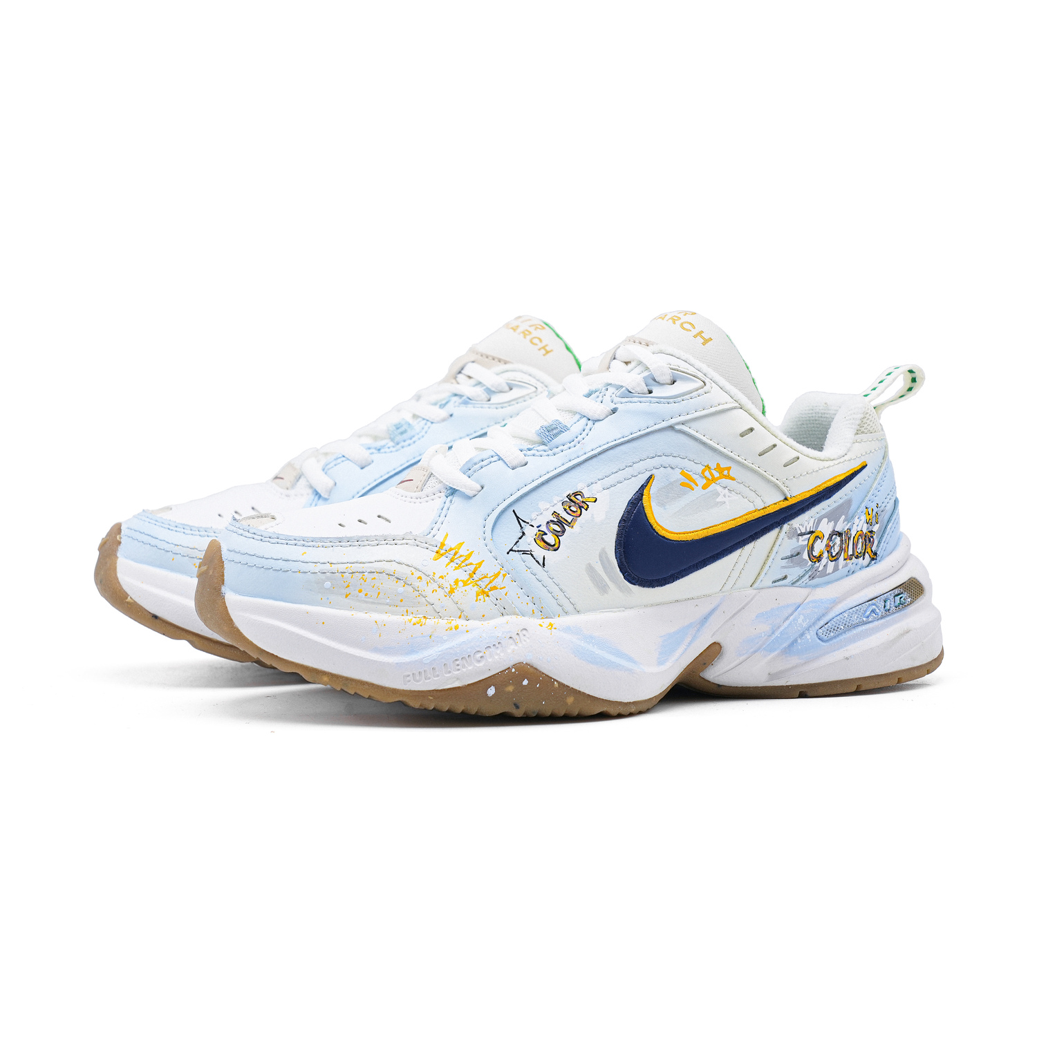 Nike Air Monarch 4 Rainbow Color Abrasion Resistant низкие повседневные кроссовки мужские White Blue — фото 4