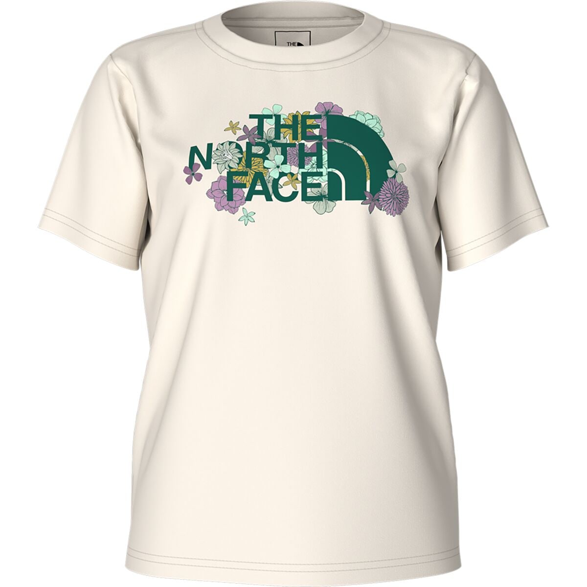 

Футболка с короткими рукавами и рисунком – для девочек The North Face, цвет white dune/mineral purple maze floral print