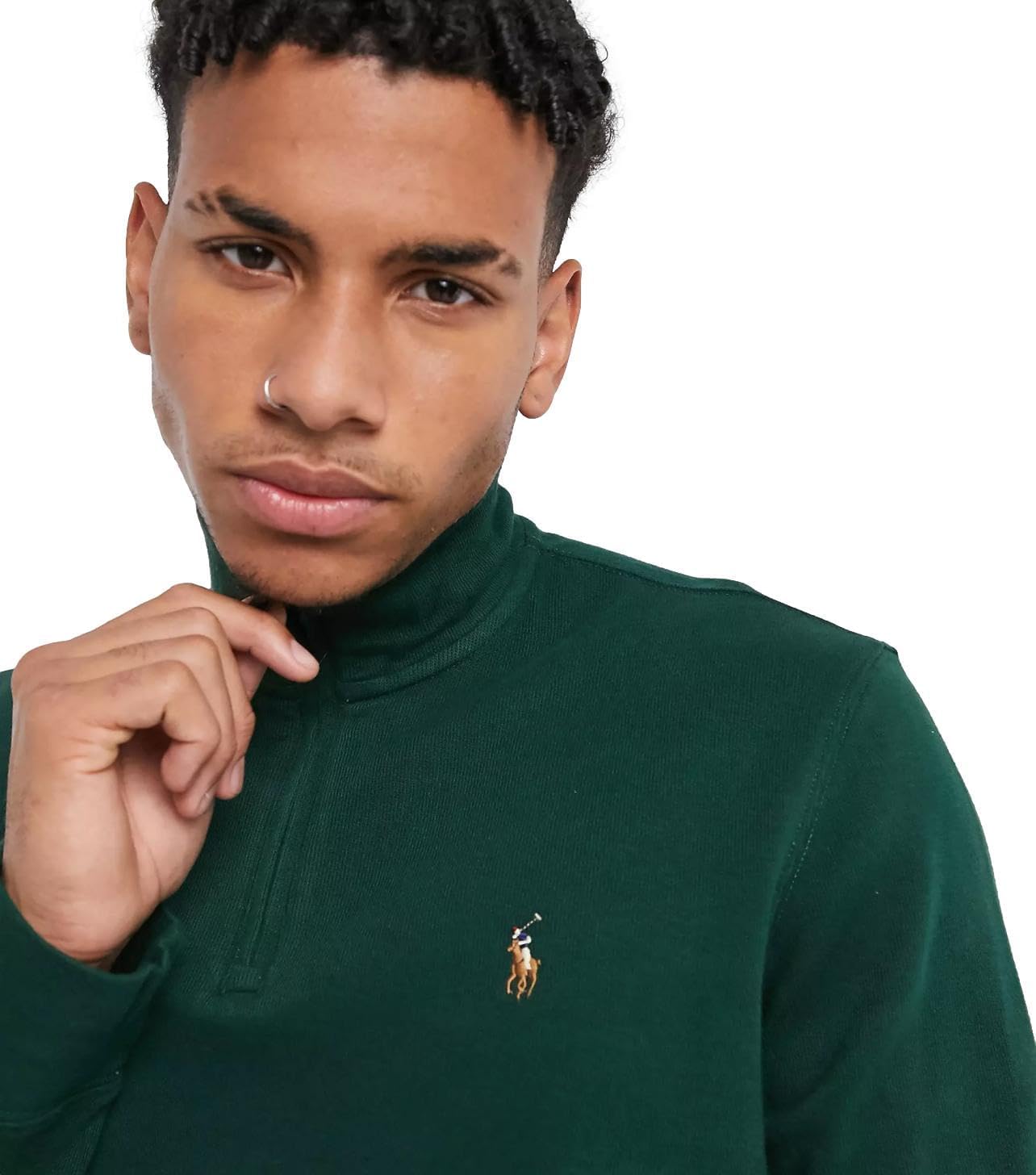 Polo Ralph Lauren мужская флисовая толстовка с длинным рукавом и молнией на четверть, Ralph-Lauren Pine Green — фото 4