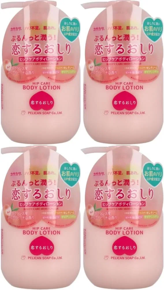 Лосьон для тела Pelican Soap Koisuru Butt с персиковым ароматом, 200 мл, набор 4 шт., розовый