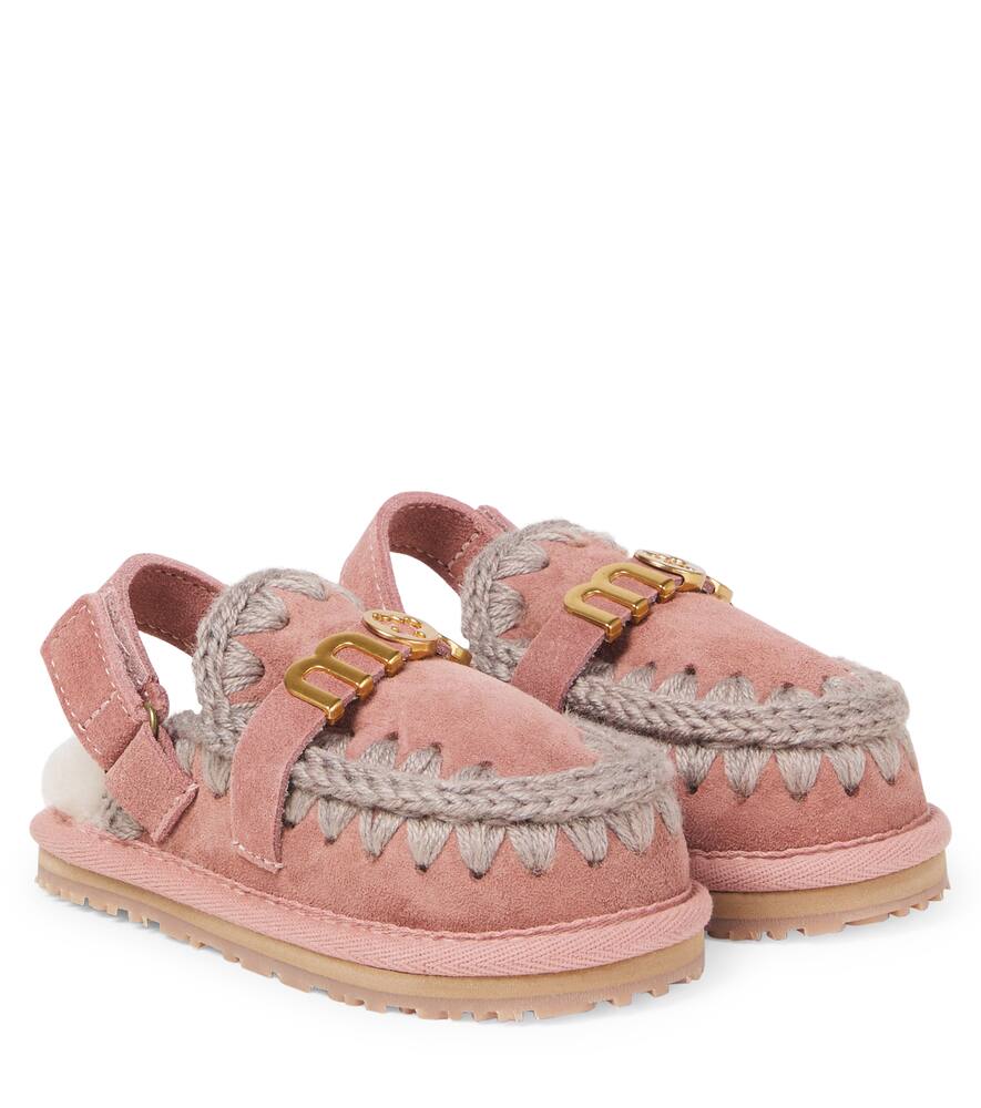 

Сланцы-лодочки из замши с подкладкой из овчины Mou Kids, Dark Pink