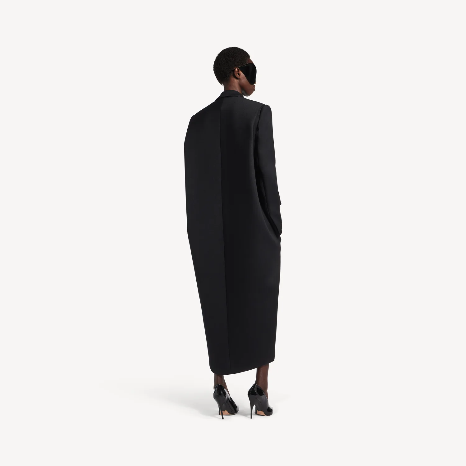 BALENCIAGA Женское длинное пальто-мешок черного цвета — фото 4