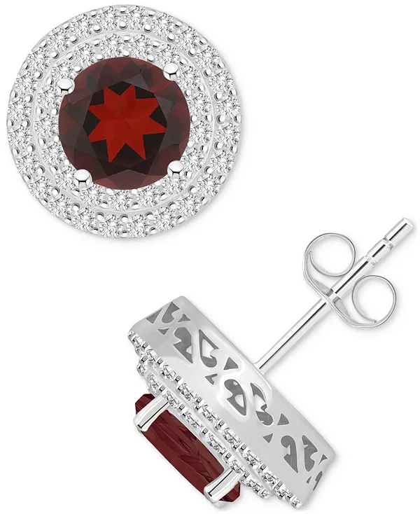 

Серьги-Гвоздики с родолитовым гранатом (3-1/3 карата tw) и белым топазом (3/4 карата tw) из стерлингового серебра (также с цитрином, перидотом, голубым топазом и аметистом) Macy'S, garnet