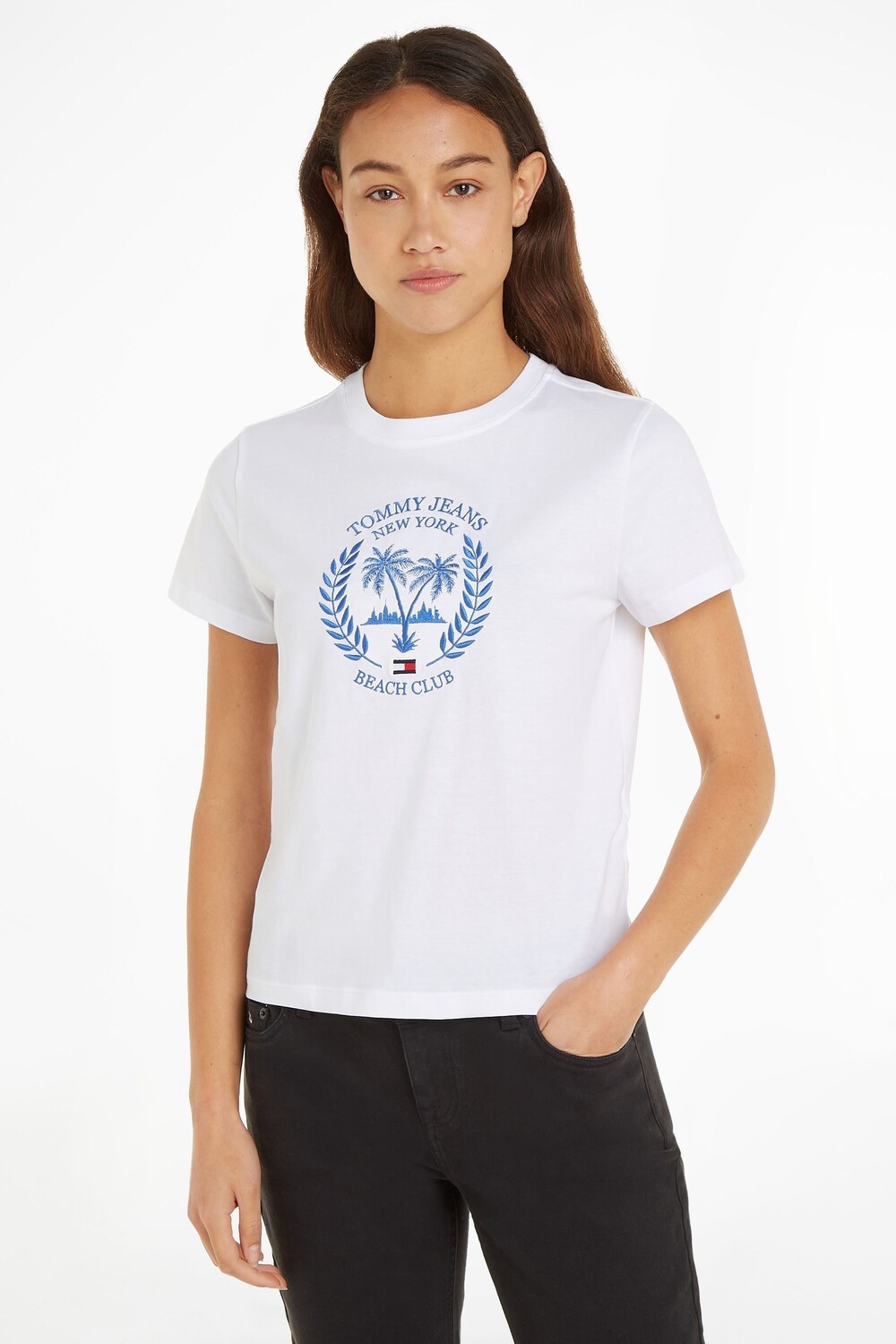 

Футболка с пальмовым принтом Tommy Jeans, белый