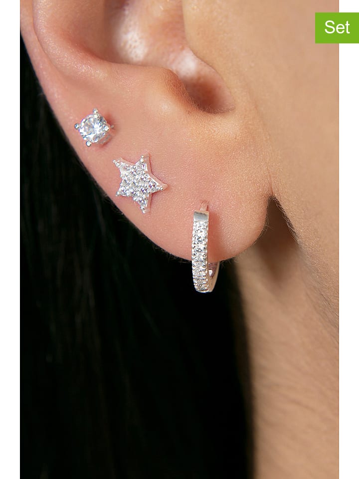 

Набор из 3 штук: серьги-гвоздики и серьги-кольца Heliophilia