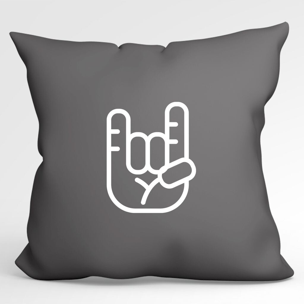 

Подушка Huuraa Декоративный чехол на подушку с французской вилкой без наполнителя, размер 40 x 40 см, стальной серый с мотивом для рокеров. Идея подарка для друзей и семьи Hellweg Druckerei