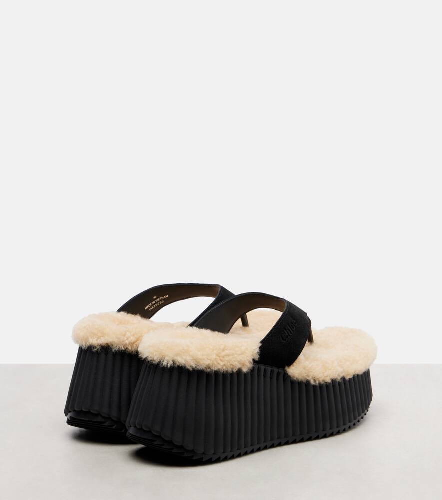 Повседневные сандалии на платформе Nama 80 из замши Chloé, Black — фото 2