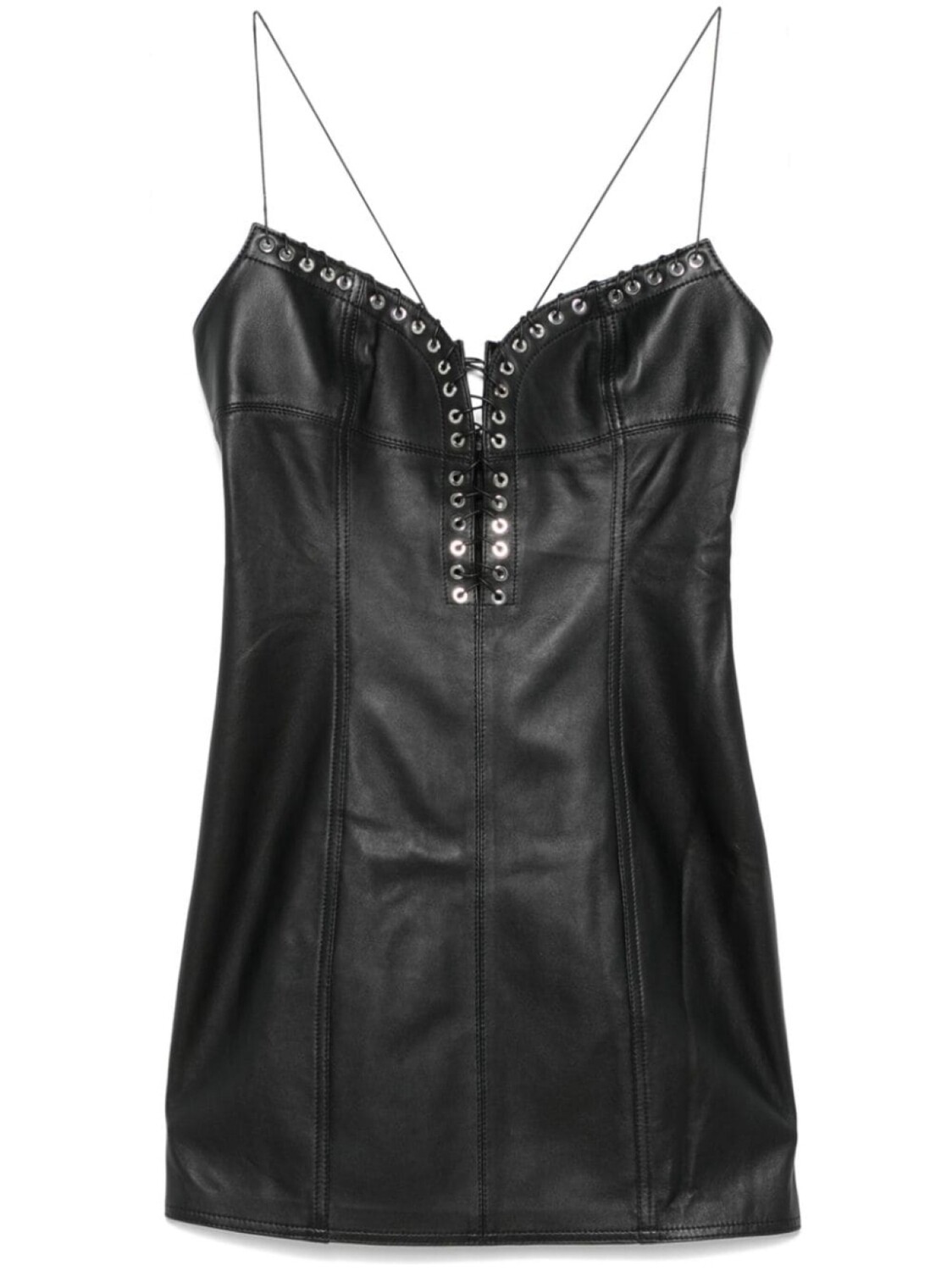 

Ludovic de Saint Sernin кожаное платье мини Cleavage, черный