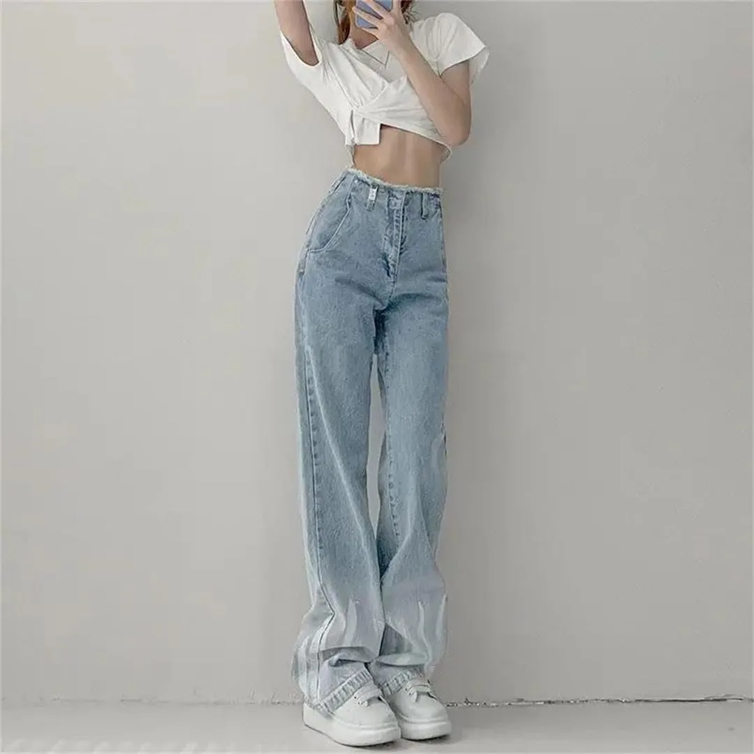 Женские джинсы Tie Dye High Waist Shot Vintage Straight Generic, синий — фото 2
