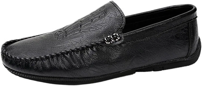 Лоферы мужские из искусственной кожи, туфли на плоском каблуке, Black DHFIRUFSHLO