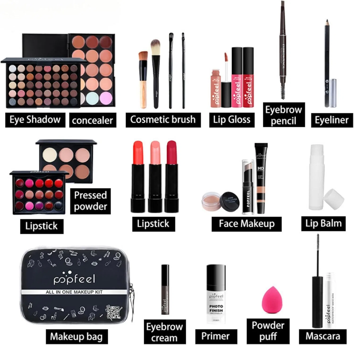 Набор косметики POPFELL Full Beauty Makeup Cosmetic Set 24 предмета Popfeel — фото 3