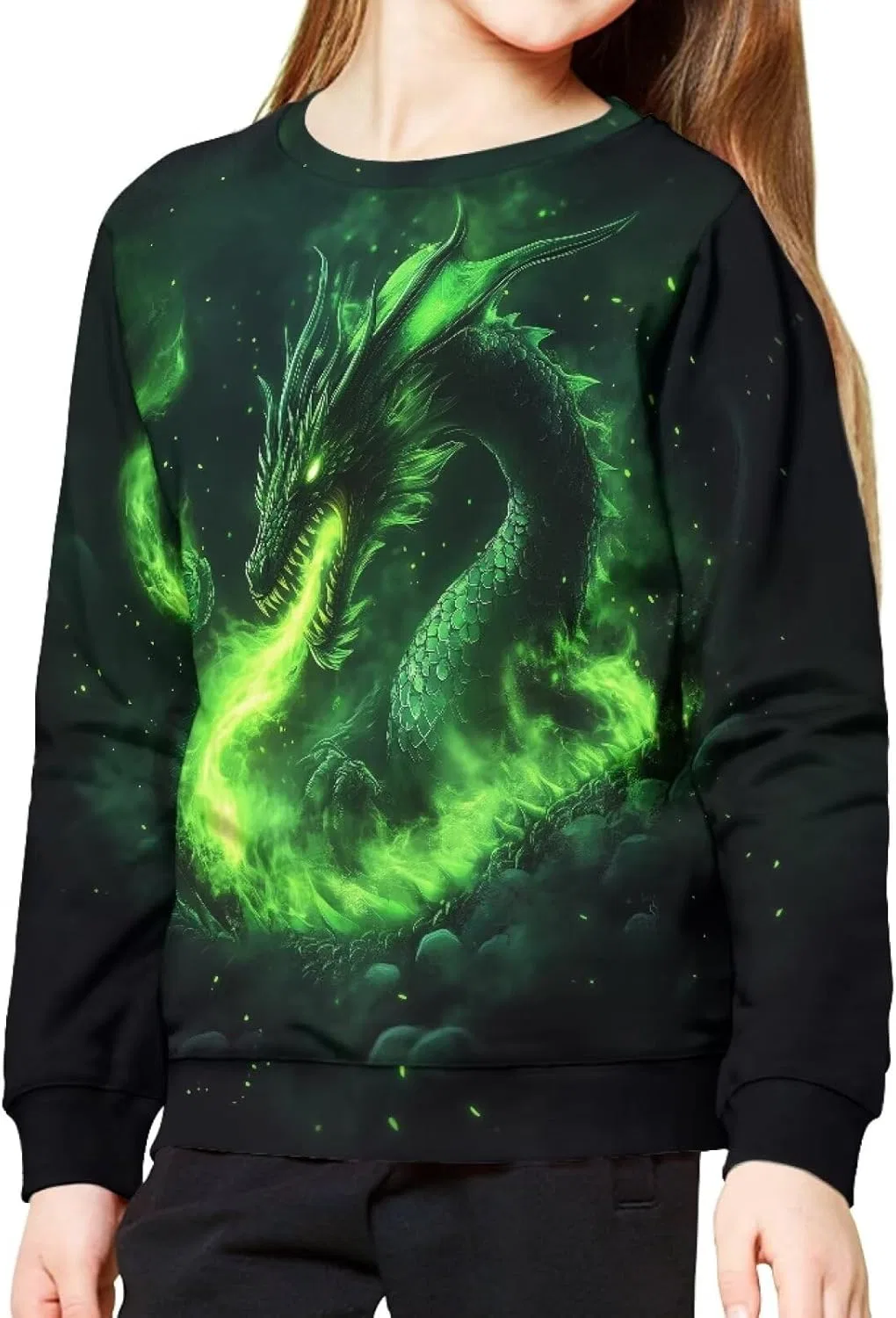 Свитшот для мальчиков и девочек ZPINXIGN с рисунком Green Dragon Breathing — фото 2