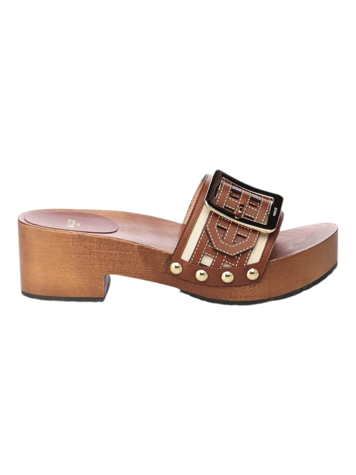 Bally Ellin 6238126 Женские сандалии из натурального хлопка с деревянной пряжкой, коричневый — фото 2