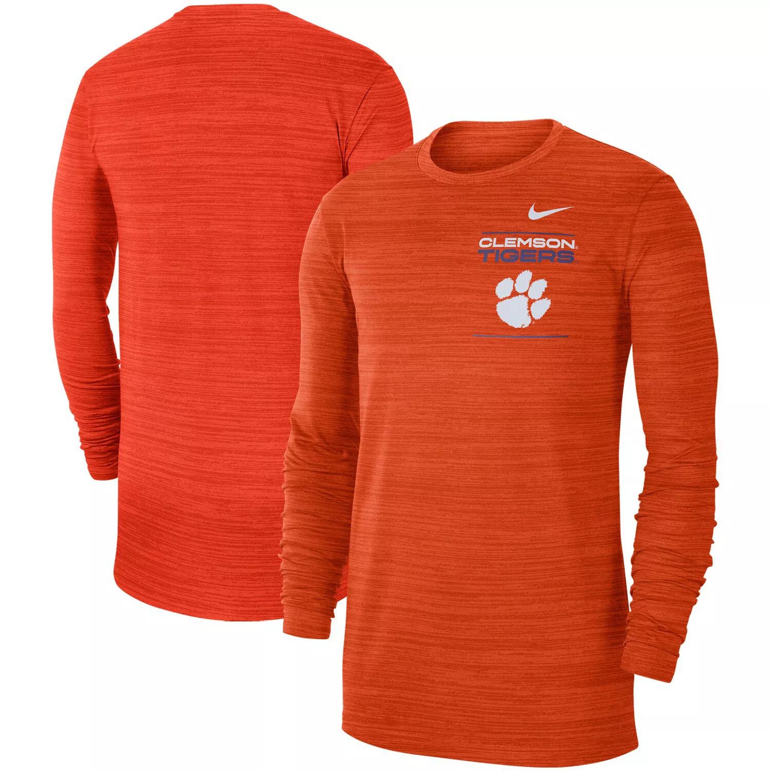 

Мужская оранжевая футболка с длинным рукавом Clemson Tigers 2021 Sideline Velocity Performance Nike, Оранжевый, Мужская оранжевая футболка с длинным рукавом Clemson Tigers 2021 Sideline Velocity Performance Nike