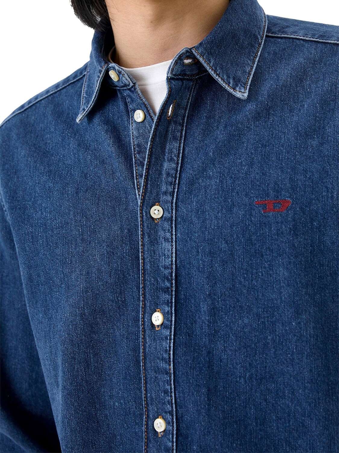DIESEL Рубашка на пуговицах 'D-SIMPLY' синего цвета Regular fit — фото 4