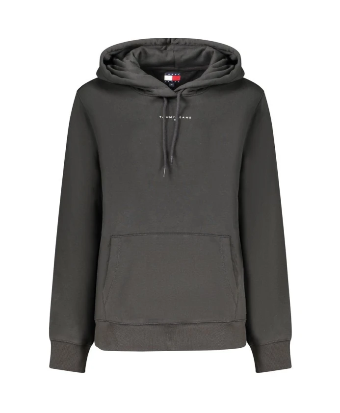 

Черная женская толстовка с капюшоном и логотипом. Tommy Hilfiger, черный