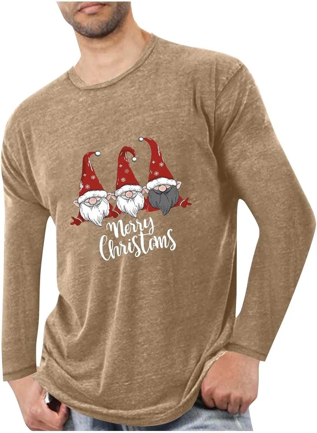 

Рубашка с гномом Merry Christmas, Long Sleeve T-Shirt, мягкая и удобная