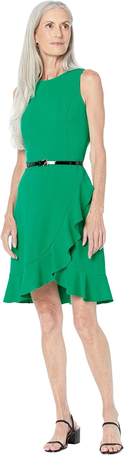 

Женское платье Tommy Hilfiger из крепа Scuba с асимметричным оборкой по подолу, Parakeet