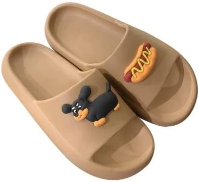 

Милый мультяшный дизайн собаки для мужчин и женщин, кавайные шлепанцы Облака для дома и улицы с мягкой нескользящей подошвой для ванной Ceinom, коричневый