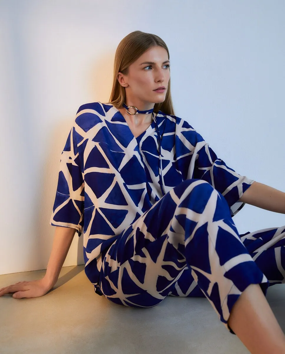 

Топ с длинными рукавами и V-образным вырезом Woman El Corte Inglés, синий