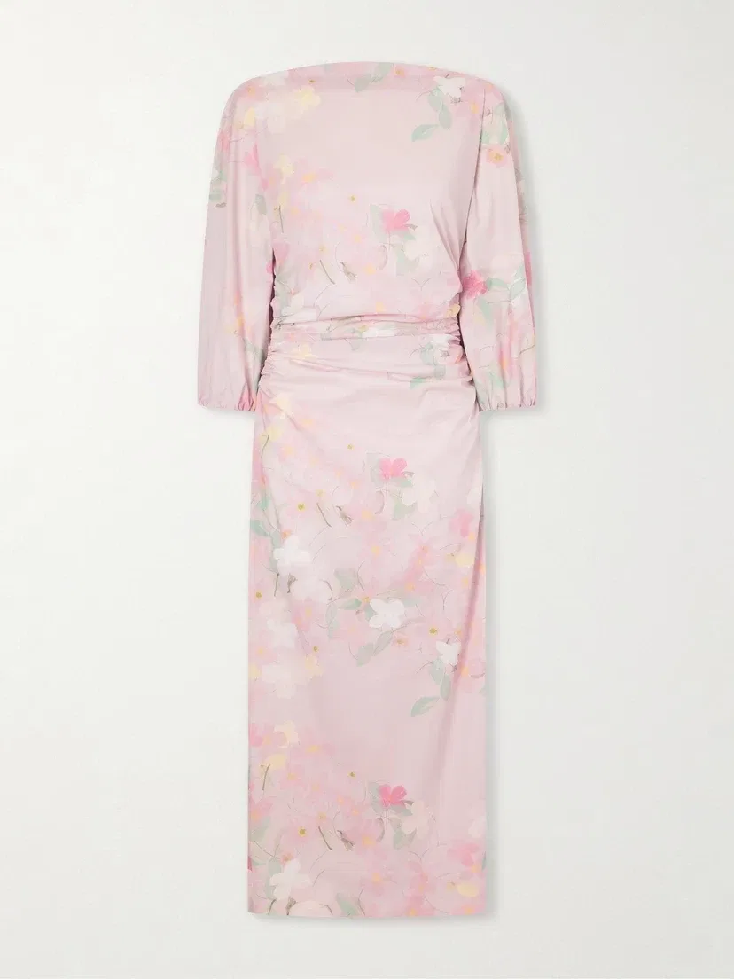 Миди-платье Ezra из хлопкового микса с цветочным принтом Bernadette, розовый