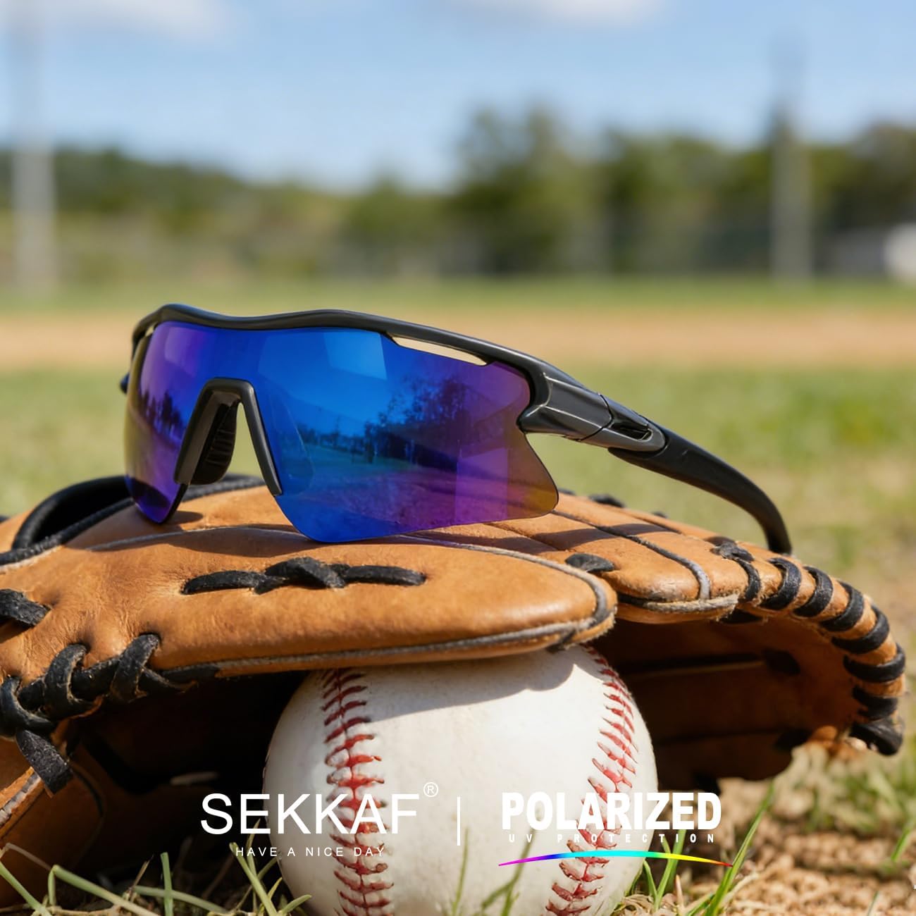 

Поляризованные спортивные солнцезащитные очки для мужчин, женщин и молодежи, защита UV400, идеально подходят для езды на велосипеде, бейсбола, рыбалки, гольфа и бега SEKKAF, Grey-blue