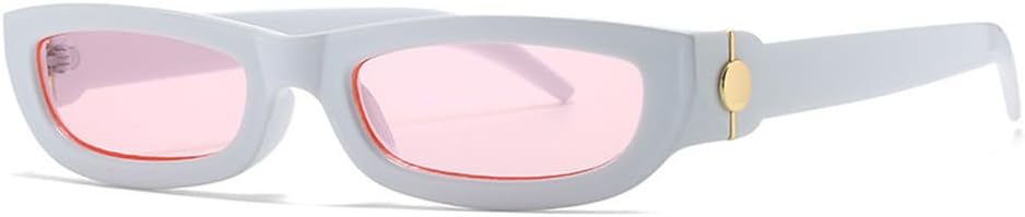 

Панк-солнцезащитные очки в маленькой оправе для женщин и мужчин. Модные солнцезащитные очки класса люкс в винтажном стиле, хип-хоп, с защитой от УФ-излучения UV400 HVTVTLA, White Pink