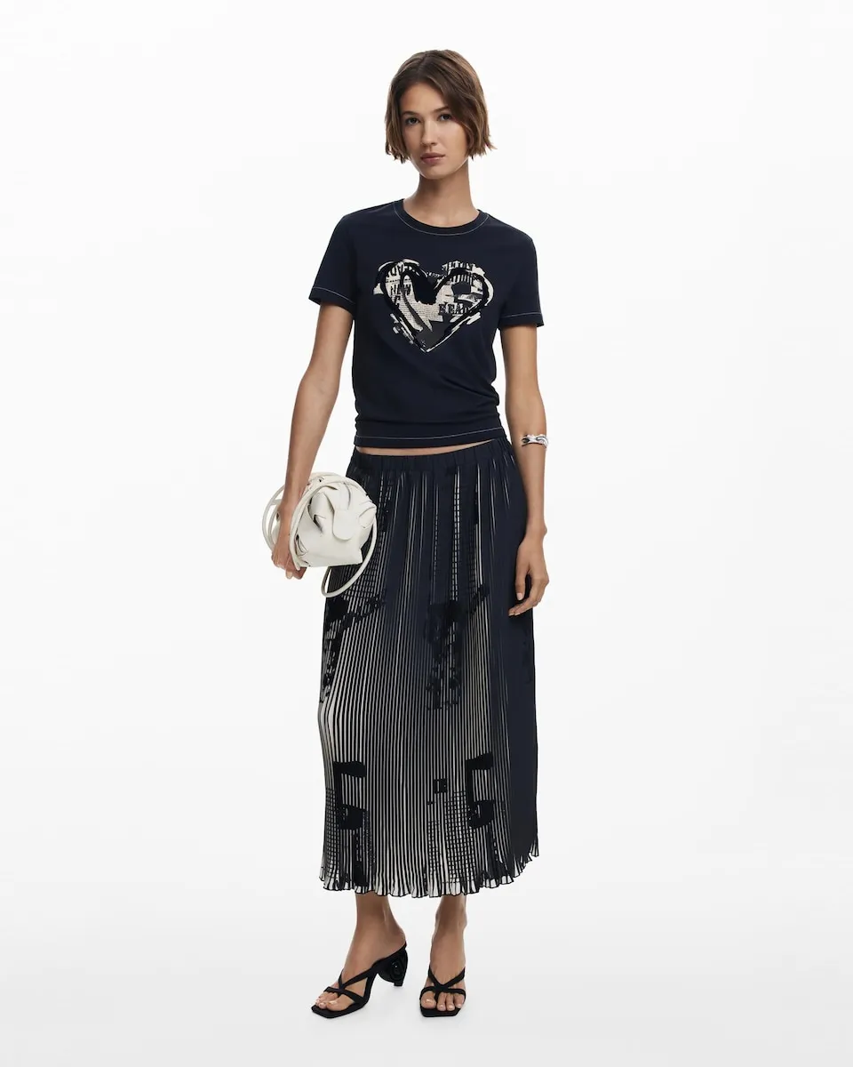 

Миди-юбка с текстурой газеты Desigual, черный