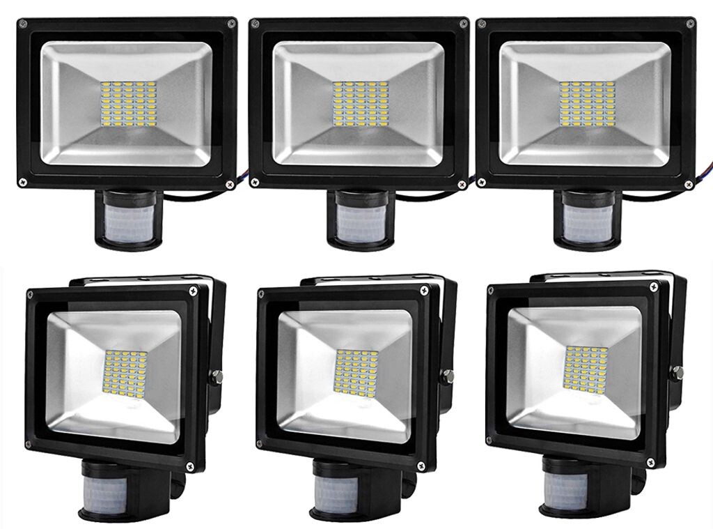 

Прожекторы Greenmigo 6x SMD 30 Вт с детектором движения, теплый белый, черный, алюминиевый корпус, IP65, водонепроницаемый светодиодный светильник, настенный светильник, прожектор, прожектор, светодиодный садовый светильник, уличная сталь