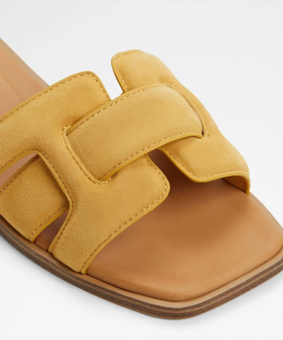 Женские сандалии на плоской подошве с квадратным носком Aldo, жёлтый — фото 3