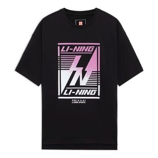 

Футболка с принтом, свободные, с круглым вырезом, с коротким рукавом Li-Ning, черный