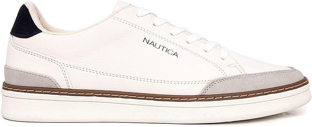 Мужские классические кроссовки на шнуровке Nautica с низким верхом - стильная и удобная повседневная обувь, белый — фото 2