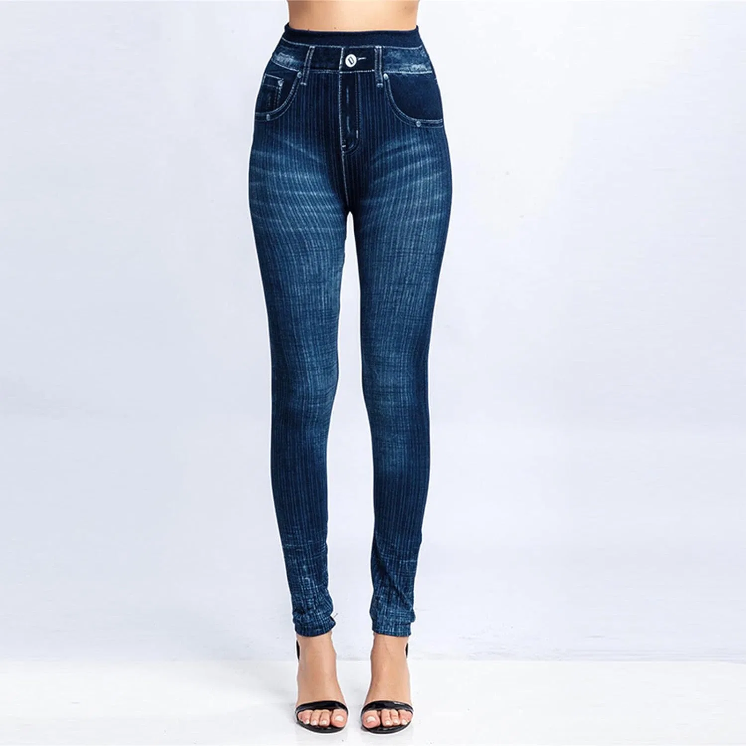 Леггинсы джинсовые, Women's Denim Print, синие — фото 2