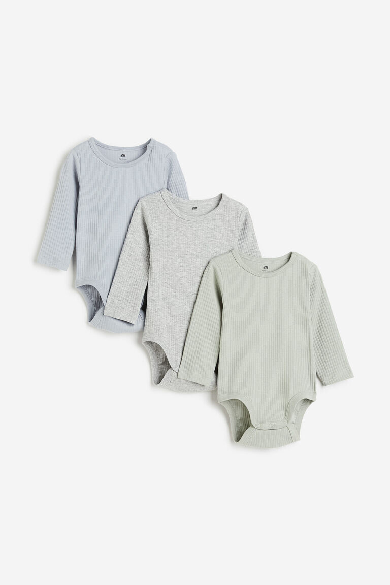 

Три пары боди в рубчик H&M, синий
