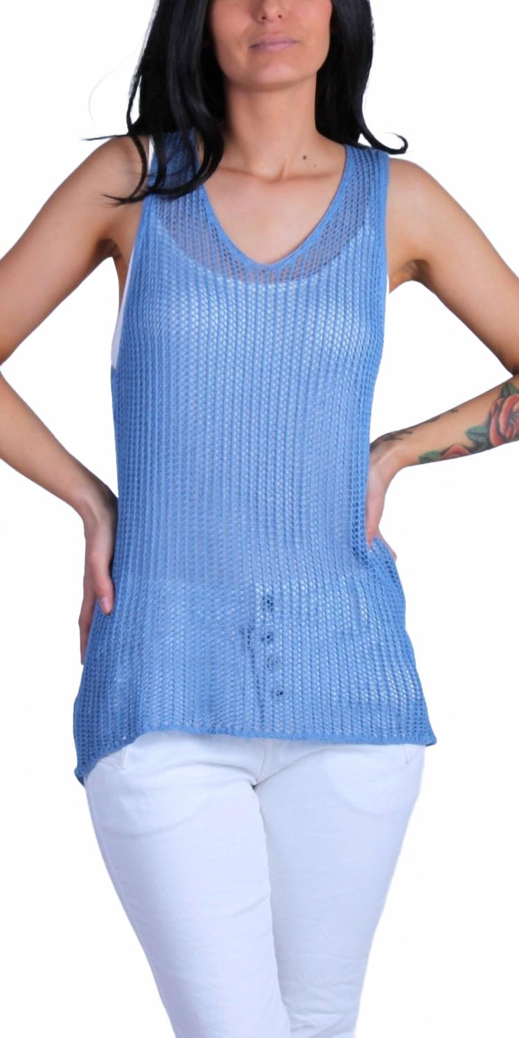 

GIGI MODA Вязаная майка Marina темно-синего цвета