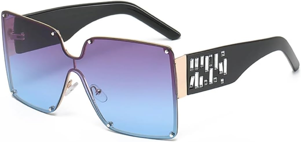 

Роскошные солнцезащитные очки в стиле панк с квадратной оправой и заклепками, цельные, для женщин, с ажурной оправой, для мужчин, для путешествий, с защитой от УФ-излучения UV400 TVTBBVV, Black Gray Blue