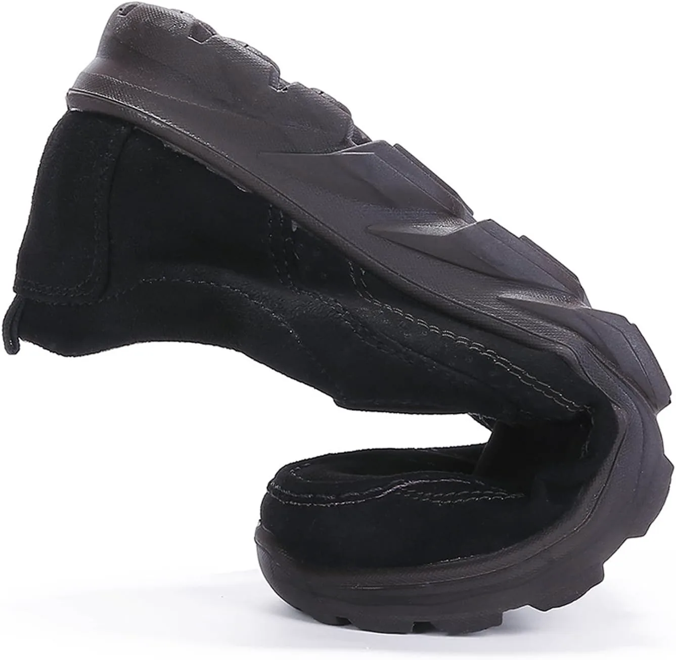 

Мужские замшевые слипоны AMAZIDEAL, повседневные лоферы с ручной прошивкой, мокасины с круглым носком для ходьбы, удобные легкие нескользящие рабочие и водительские туфли, черный