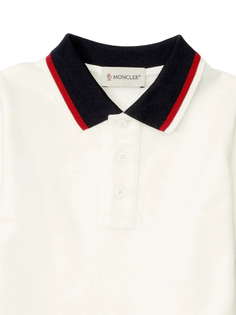 Поло с полосатым воротником Moncler Enfant, белый — фото 3