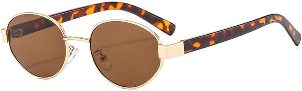 

Ретро металлические овальные солнцезащитные очки для женщин с прозрачными линзами и защитой от УФ-излучения UV400 для мужчин, панк-солнцезащитные очки HDUBFY, Golden Tea