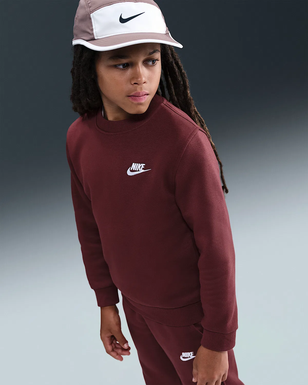 Детская толстовка Nike Sportswear Club Fleece, Dark Team Red/White — фото 3