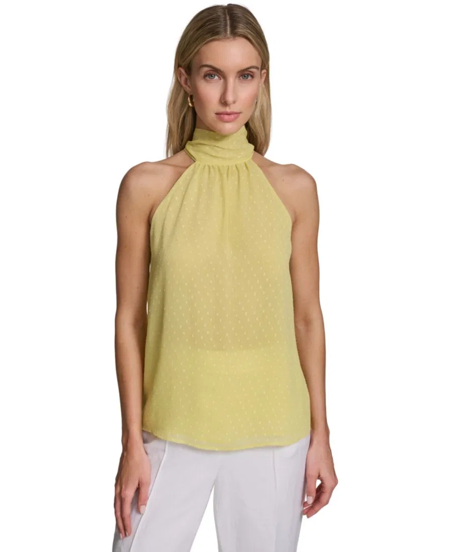 Женская плиссированная водолазка без рукавов Calvin Klein, Pear
