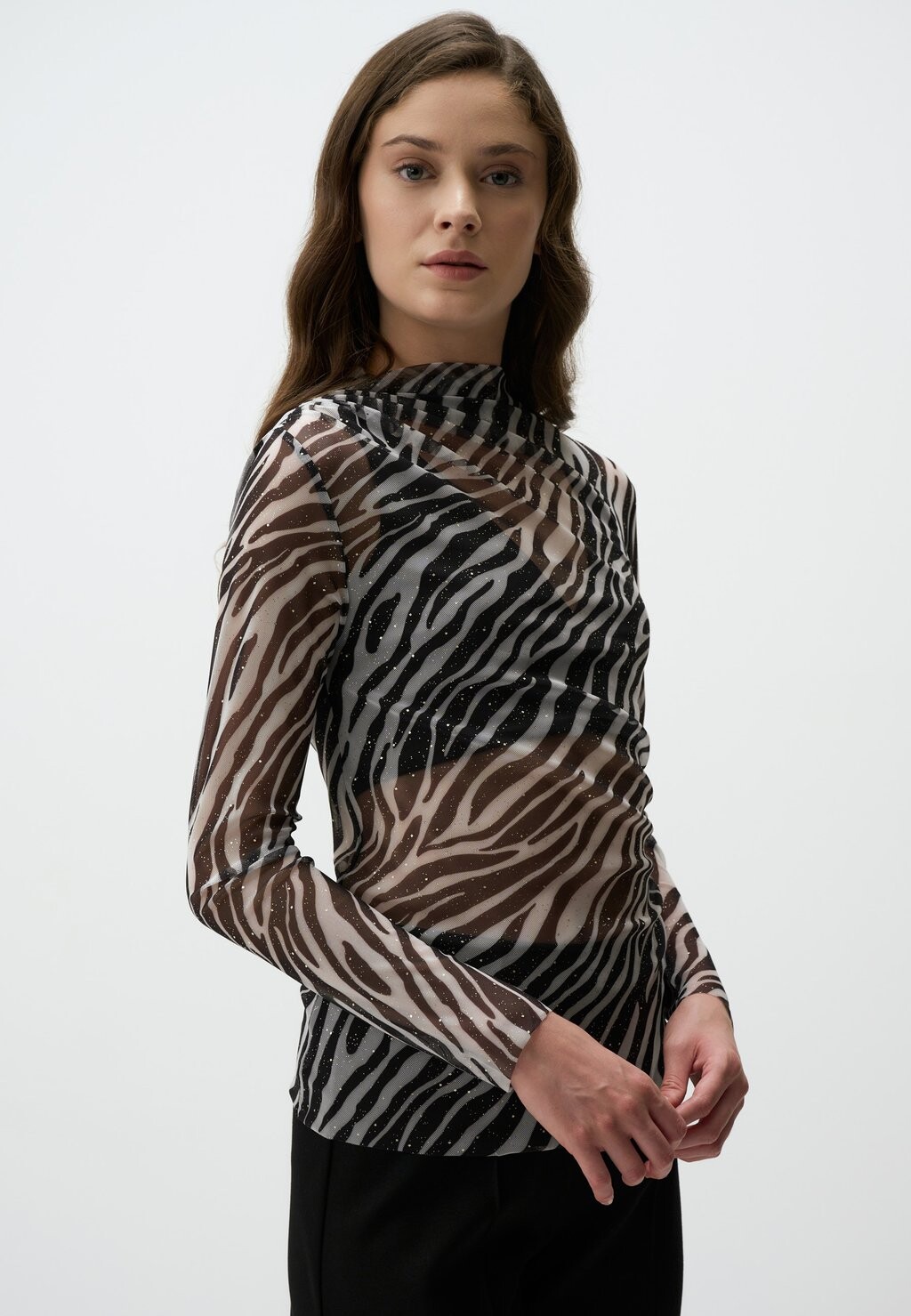 

Блуза ZEBRA-PRINT WITH GLITTER DETAIL Jimmy Key, черный