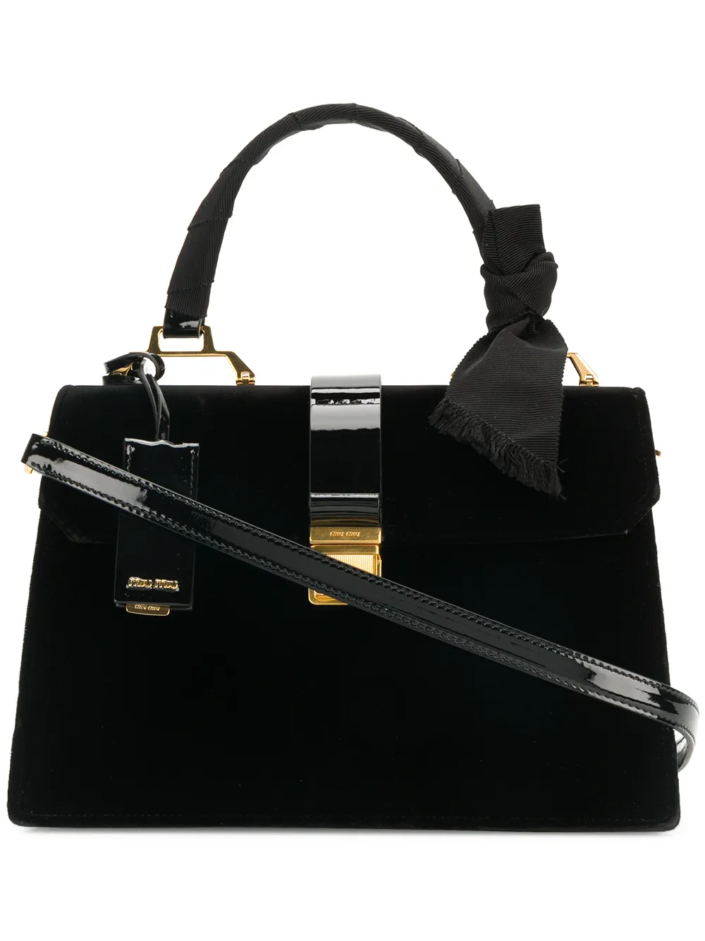 

Сумка с отделкой лентой MIU MIU, черный