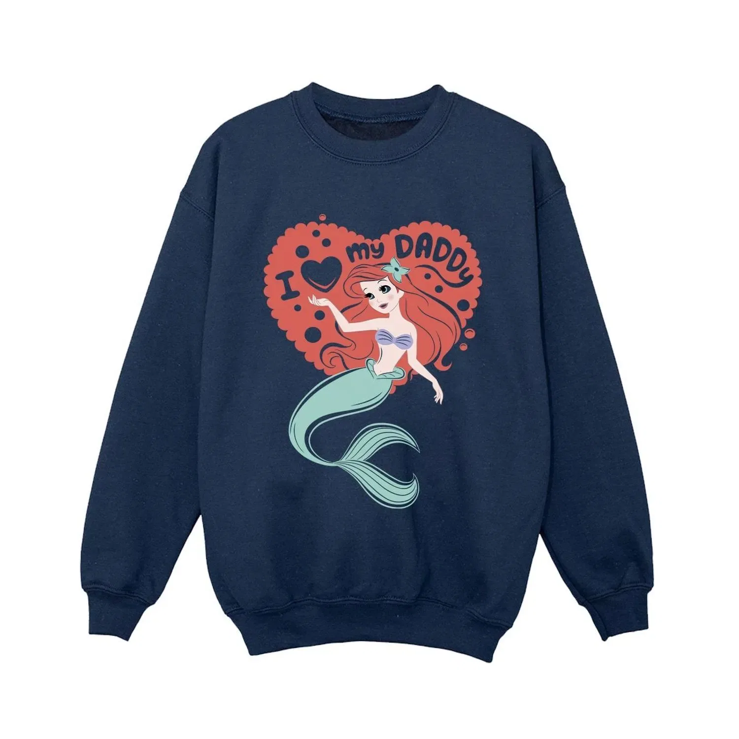 Свитшот с принтом The Little Mermaid Love Daddy Disney, темно-синий — фото 2